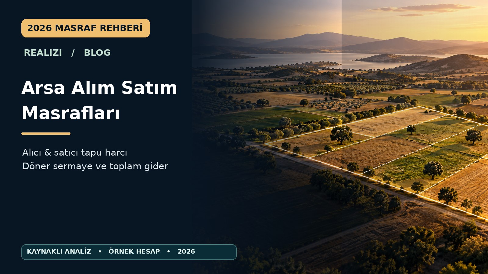 Arsa alım satımı maliyetlerini simgeleyen hesap makinesi, taşınmaz belgeleri ve gayrimenkul maketi